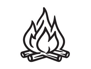 Minimalist campfire flames in outline vector style