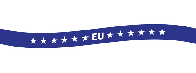 European union flag icon. EU stars ribbon sign. eu ribbon flag . 12 stars european union flag png and vector illustration on transparent background