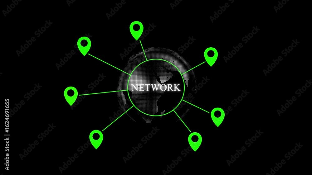 Poster glowing location icon vertical all the video with gps navigation and map pin animation representatio