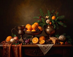 Fototapeta premium christmas table setting