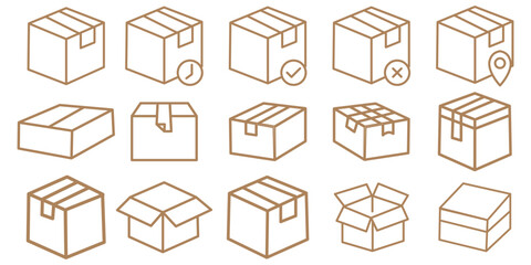 Box icon. Delivery package vector set. Shipping cardboard parcel sign. Empty packing symbol . Package delivery, shipping related line icon set. Cube line editable icon set. editable stroke. vector