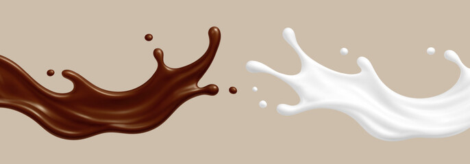 Milk and chocolate splashes. Vector illustration
