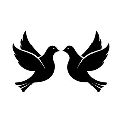 stylized black and white vector doves