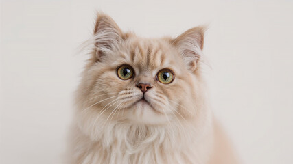 Fototapeta premium Adorable fluffy kitten posing on white background