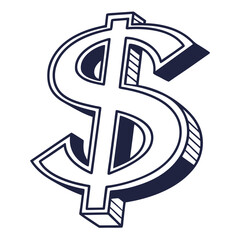 Dollar sign illustration isolated on white background, currency and finance concept