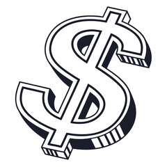 Dollar sign illustration isolated on white background, finance and investment