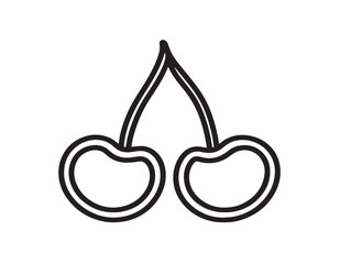 Fresh organic cherry drawing in stylish outline