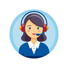 Professional Woman in Headset Providing Customer Support Assistance – Call Center Support Vector Illustration for Business, Help Desk, and Services