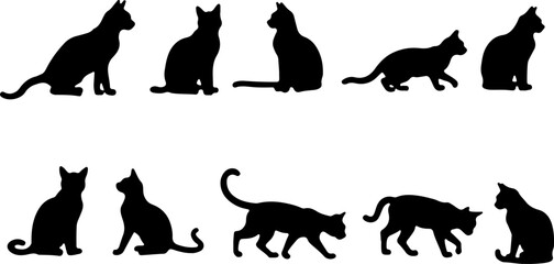 Whimsical Black Cat Silhouette Collection – 24 Unique Feline Poses