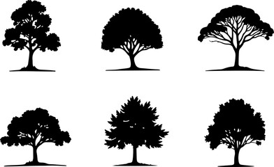 Fototapeta premium Majestic Tree Silhouette Collection – 7 Elegant Nature Designs vector bundle