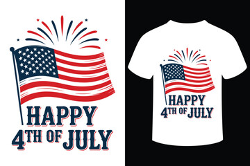 Happy fourth of july american flag fireworks design for t shirts and apparel