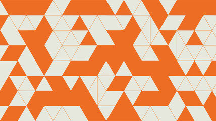 Abstract Orange and Beige Triangular Geometric Pattern Background With Intersecting Lines Design