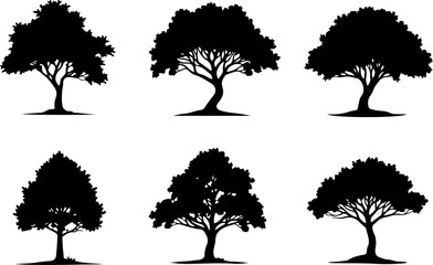 Majestic Tree Silhouette Collection – 7 Elegant Nature Designs vector bundle