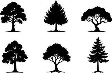 Majestic Tree Silhouette Collection – 7 Elegant Nature Designs vector bundle