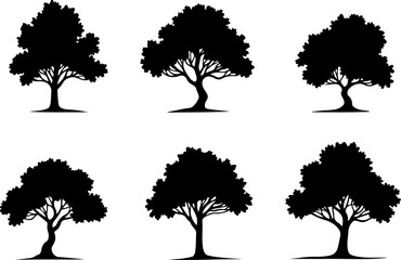 Majestic Tree Silhouette Collection – 7 Elegant Nature Designs vector bundle