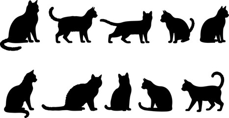 Whimsical Black Cat Silhouette Collection – 24 Unique Feline Poses
