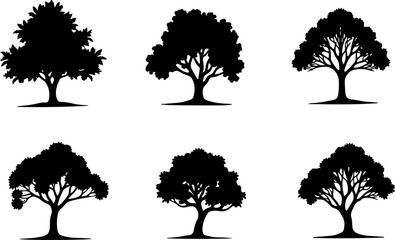 Majestic Tree Silhouette Collection – 7 Elegant Nature Designs vector bundle