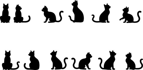 Whimsical Black Cat Silhouette Collection – 24 Unique Feline Poses