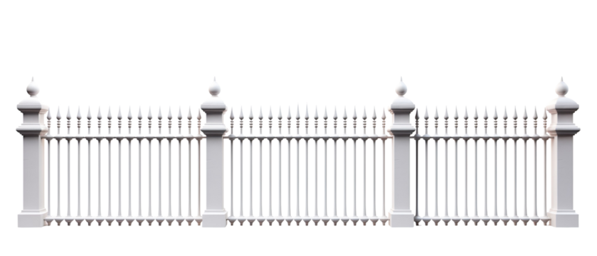 An iron fence centrally placed and entirely isolated on a plain