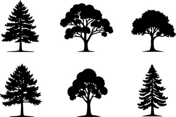 Fototapeta premium Majestic Tree Silhouette Collection – 7 Elegant Nature Designs