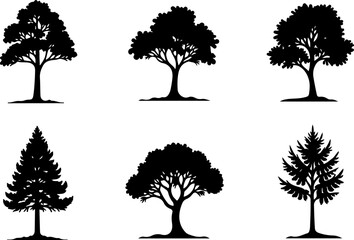 Fototapeta premium Majestic Tree Silhouette Collection – 7 Elegant Nature Designs