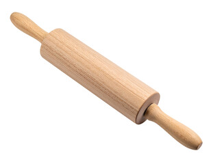 Rolling pin with wooden handles isolated on transparent background