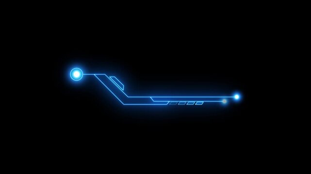 Neon futuristic technology lower third icon animation.High tech callout . Animation of shapes.Element of hud interface. Futuristic lower third for a title, TV news, information call box.