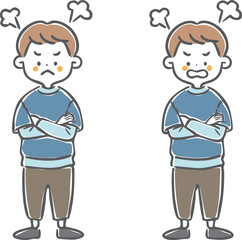 怒っている男の子　全身　ベクター
