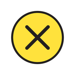 Fototapeta premium Cross mark icon in a yellow circle