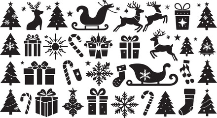 Fototapeta premium Christmas and New Year winter village scene with snowy houses and decorated trees