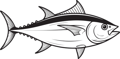 realistic tuna fish vector illustration for seafood branding, fishing icons, ocean wildlife and culinary use