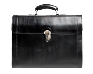 Black Leather Briefcase With Lock And Handle