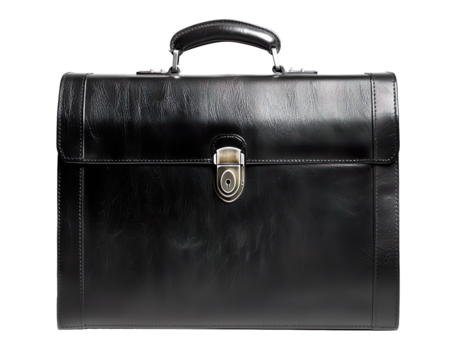 Black Leather Briefcase With Lock And Handle