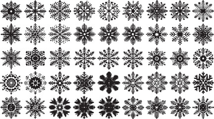 Seamless winter holiday pattern set with vintage floral damask and snowflake designs