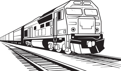 professional rail transport vector showing freight train locomotive and wagons moving on tracks great for logistics visuals © AIcon Star
