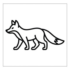 A Black color Animal Walking Fox Outline Vector silhouette Set