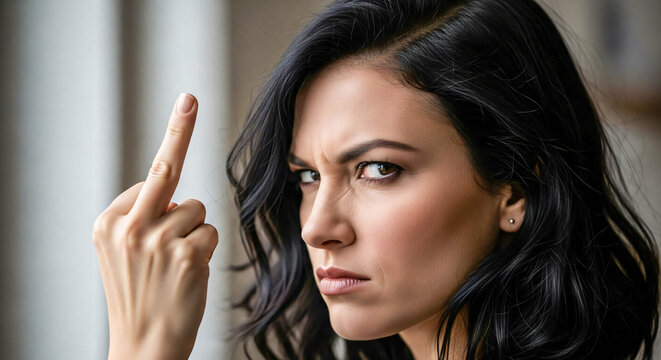 Defiant Gaze: Woman Expressing Displeasure