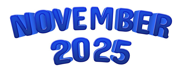 Neon blue  November 2025  Month and Year 3D Text