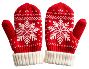 Classic Knitted Winter Mittens PNG  