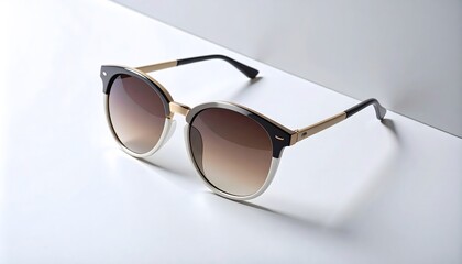 Fashionable black sunglasses with plastic frames on a pristine white background