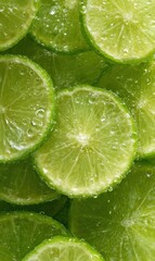 Fresh Lime Slices with Water Droplets for Refreshing Beverage Ideas