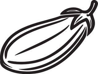 Simple Minimalist Eggplant Icon in Elegant Line Art Style