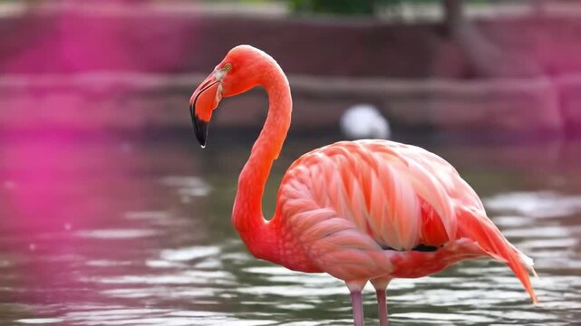 pink flamingo in the water generate vo 2