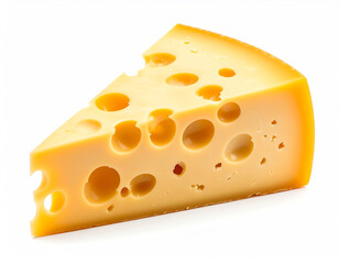 Cheese Wedge Close-Up with Clean White Background