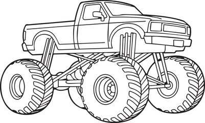 offroad monster truck stock vector high detail linework automotive illustration for posters logos t shirt design