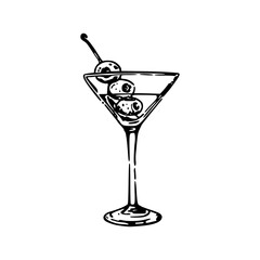 hand-drawn classic cocktail sketch