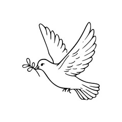 peace dove with olive branch line art