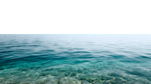 Calm, crystal-clear ocean with a soft horizon