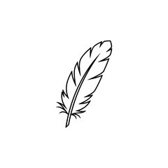 Obraz premium Elegant Black Outline of a Feather with Detailed Barbs