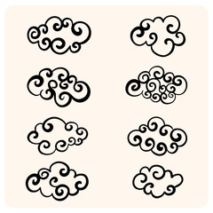Dreamy Horizons Collection of Hand-Drawn Swirly Cloud Outlines